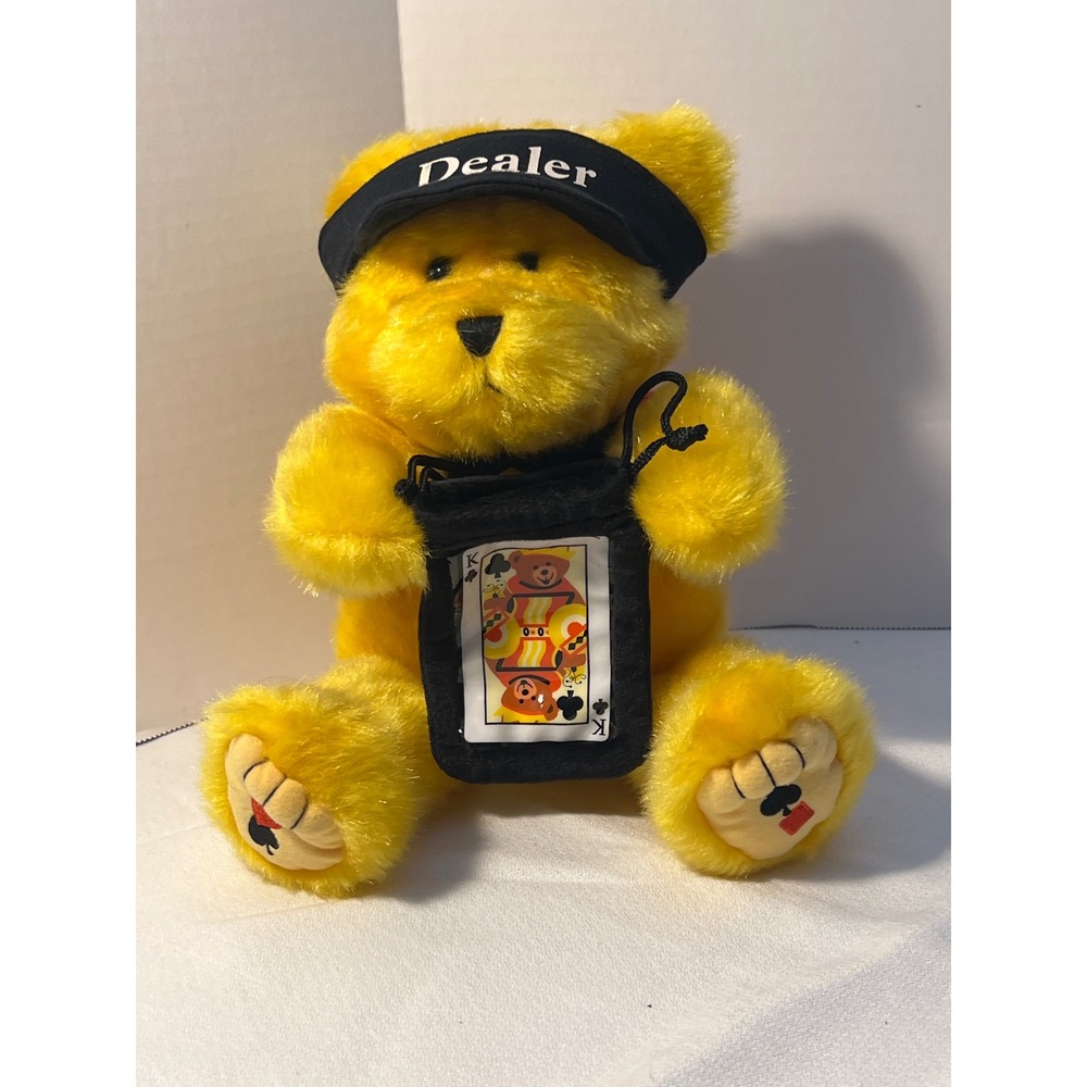 Yellow Teddy Bear Dealer Hat Poker Card Pouch Plush Toy Collection‎
